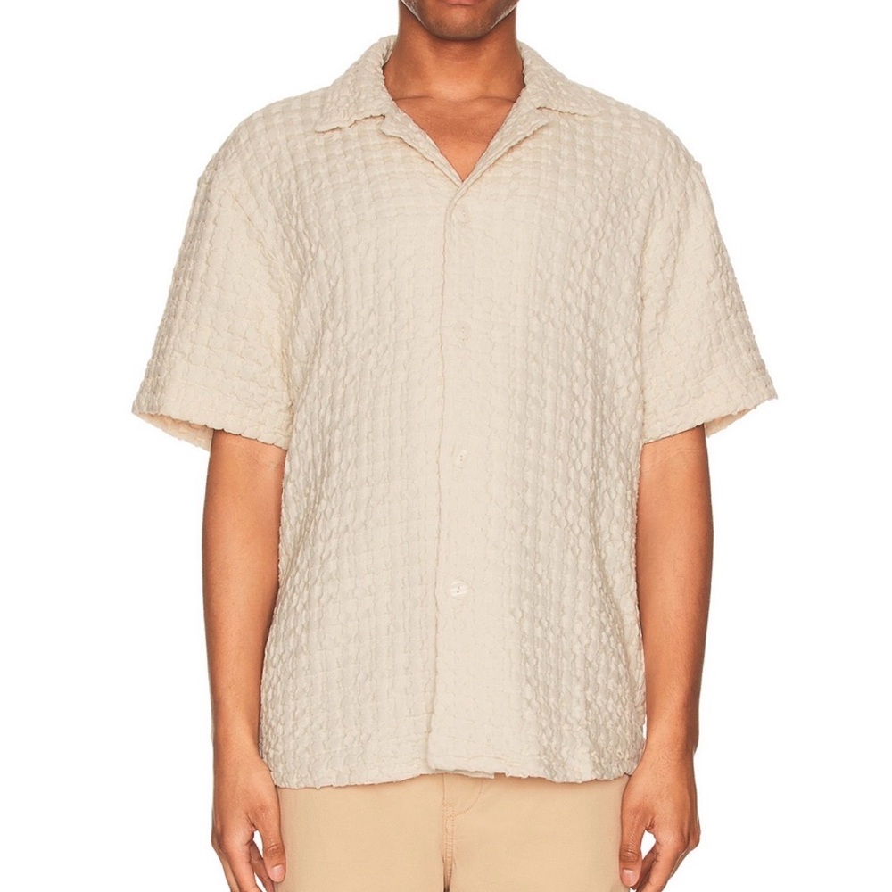 OAS Cream Textured Button-Up Shirt